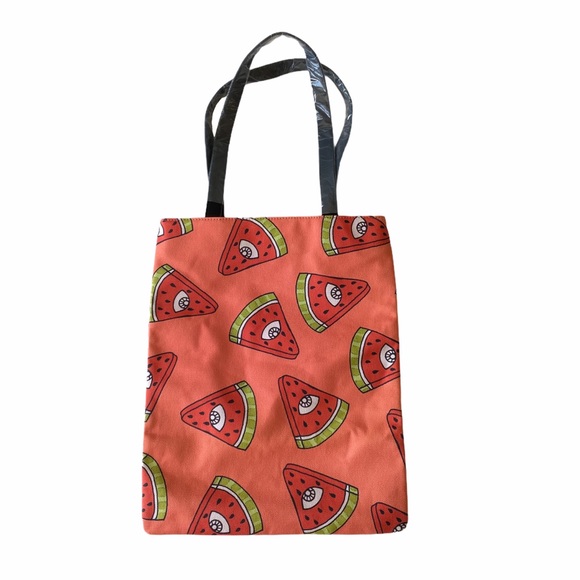 new Valfre ☻︎ Trippy Watermelon Tote Bag Handbag ☻︎ Hand Drawn Artwork ☻︎ Pink - Picture 4 of 14